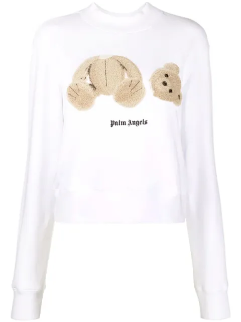 Palm Angels Teddy Bear-print sweatshirt White PWBA016C99FLE0010160