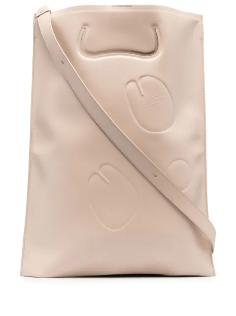 Maison Margiela Tabi flat leather tote bag Neutrals SB1WC0003P5025