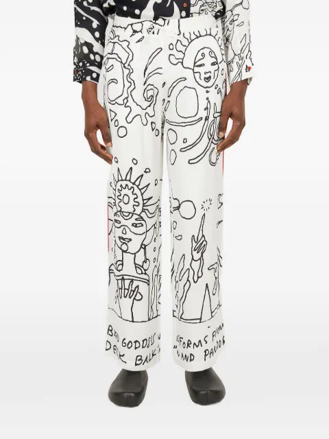 Honey Fucking Dijon printed trousers White HFD05P103