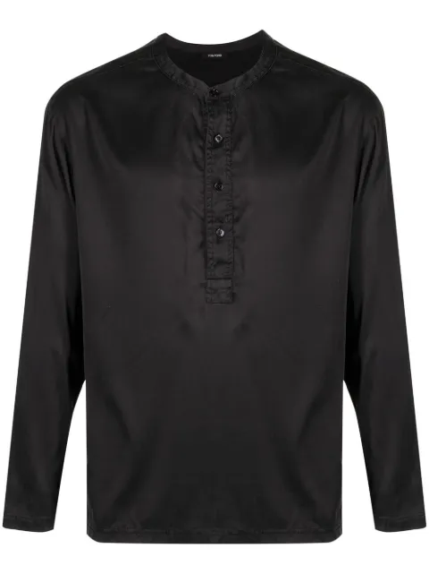 TOM FORD half-button silk-blend shirt Black T4H161010