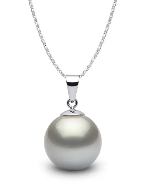 Yoko London 18kt white gold Classic 11mm grey Tahitian pearl pendant necklace Silver PYG117