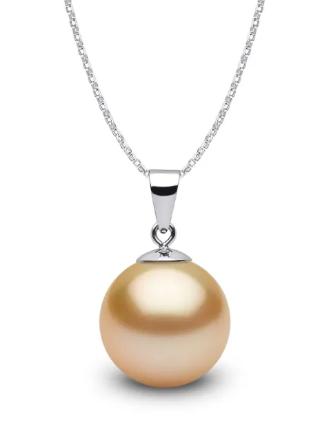 Yoko London 18kt white gold Classic 11mm Golden South Sea pearl pendant necklace Silver PYY117