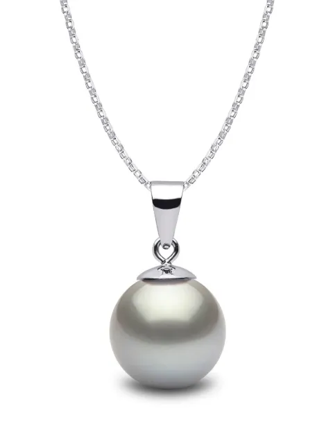 Yoko London 18kt white gold Classic 9mm grey Tahitian Pearl pendant necklace Silver PYG907