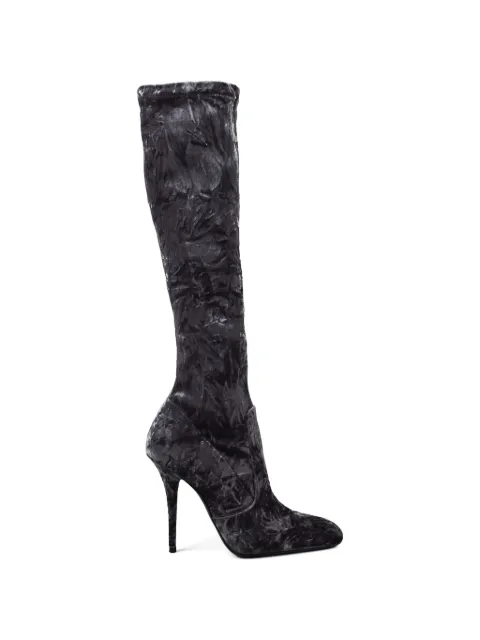 Saint Laurent Ella velvet knee-high boots Grey 711197AAAPV