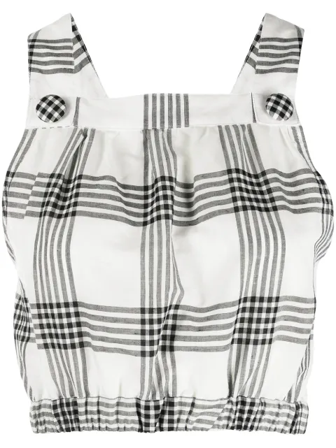 Lisa Marie Fernandez Blouson checked cropped top White 2022RES378