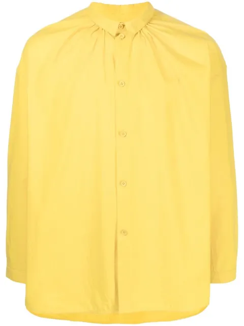 Toogood gathered long-sleeve linen shirt Yellow THEFLORISTSHIRTSMOOTHCOTTON