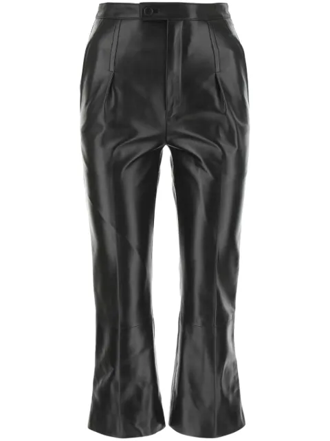 Saint Laurent pleat-detail leather trousers Black 699774YCIU2