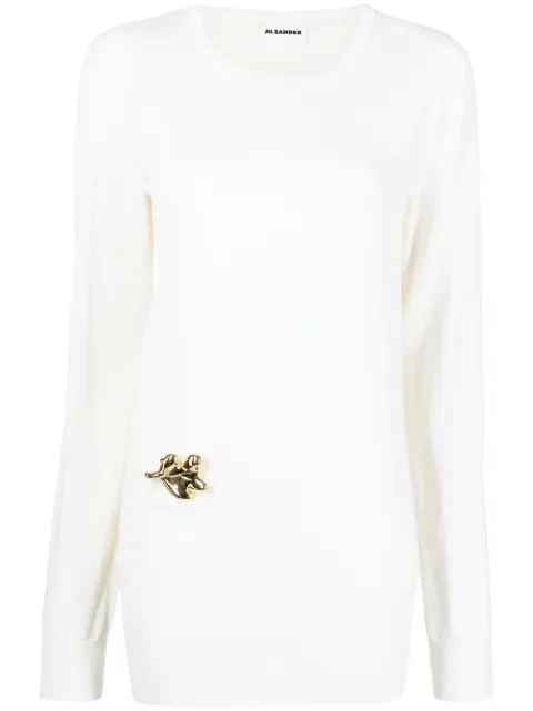 Jil Sander embellished crew-neck jumper White JSPU754053WUY20308