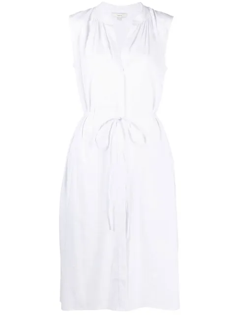 Vince shirred band collar dress White V825151463