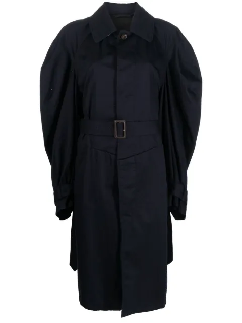 Balenciaga Twisted puff-sleeves cotton trench coat Blue 704550TBP01