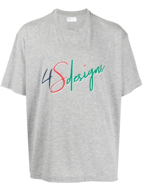 4SDESIGNS logo-print short-sleeve T-shirt Grey TSHIRTINHGREY4SDSCRIPTMOTIF