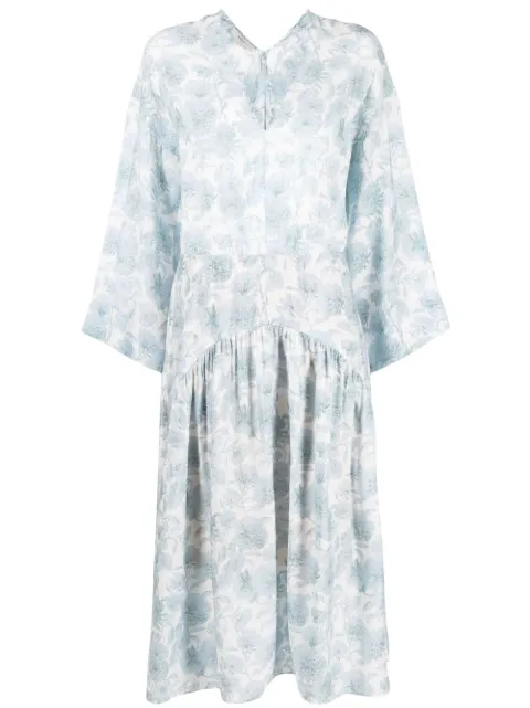Vince Dahlia floral-print V-neck dress Blue V823051466