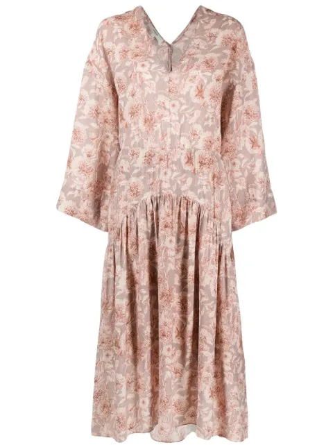 Vince Dahlia floral-print V-neck dress Pink V823051466