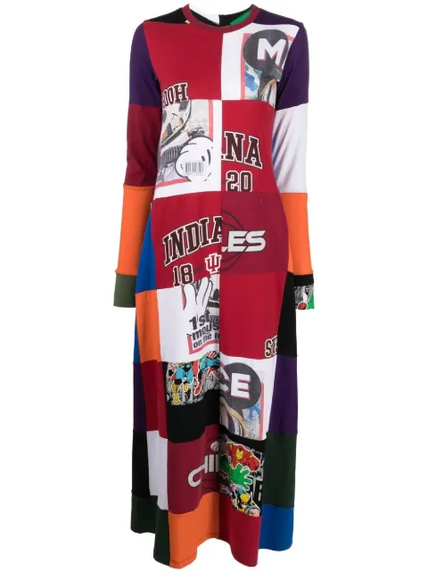colville upcycled patchwork long dress Red CVUP385