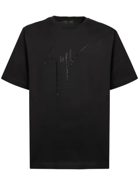 Giuseppe Zanotti LR-23 rhinestone-embellished logo T-shirt Black IRU2003002