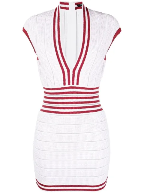 Balmain ribbed-knit bodycon dress White XF2R6025KC06