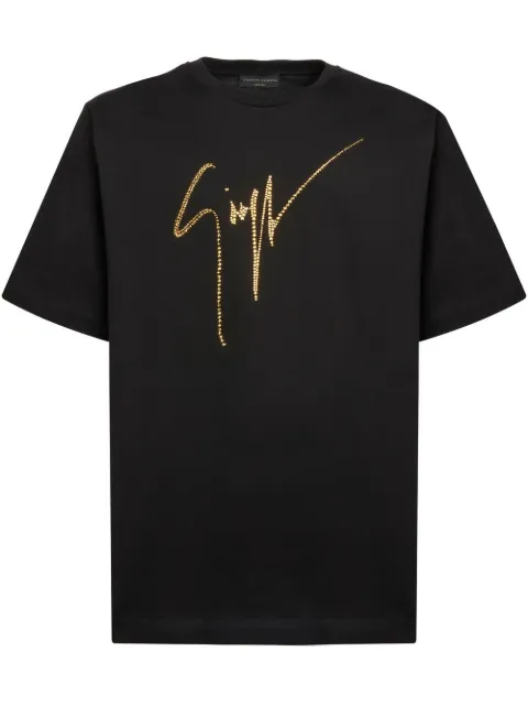 Giuseppe Zanotti rhinestone-embellished logo T-shirt Black IRU2003001