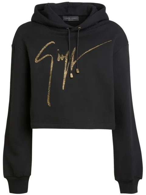 Giuseppe Zanotti Mailena crystal-logo hoodie Black IRD2000001