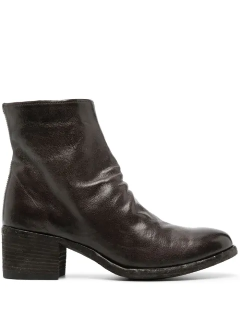 Officine Creative Denner block-heel leather boots Brown OCDDENN101IGNISD215