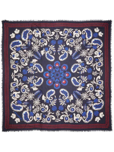La DoubleJ Forest bandana-print scarf Blue SCA0034MOC002FOR0003