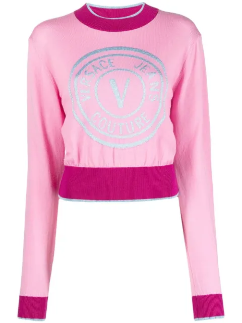 Versace Jeans Couture logo-print jumper Pink 73HAFM21CM01A416