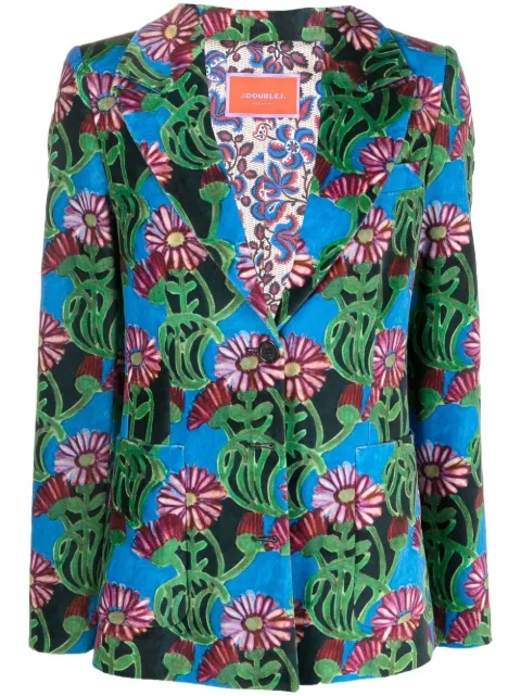La DoubleJ floral-print single-breasted blazer Green JAC0048VEL001GER0001
