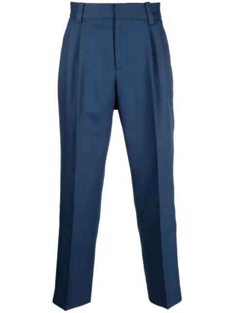 Viktor & Rolf embroidered-logo cropped trousers Blue MB060