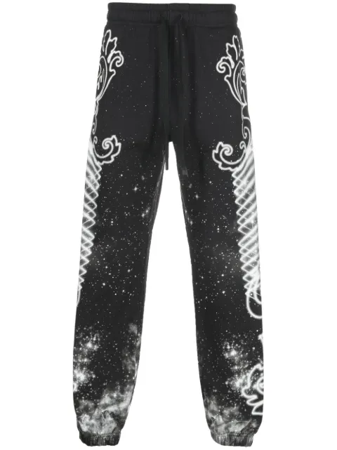Versace Jeans Couture galaxy-print cotton track-pants Black 73GAA31GFS057M89