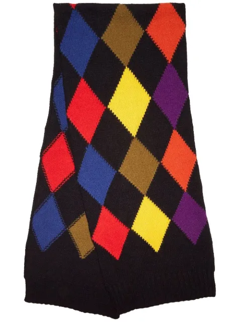 La DoubleJ argyle-check knitted scarf Black SCA0029KNI064VAR0126