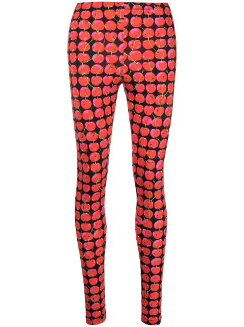 La DoubleJ cherry-print mid-rise leggings Black TRO0013JER005CHY0003
