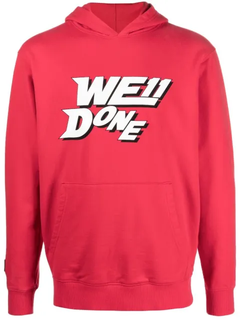 We11done logo-print cotton hoodie Red WDTH122622URD