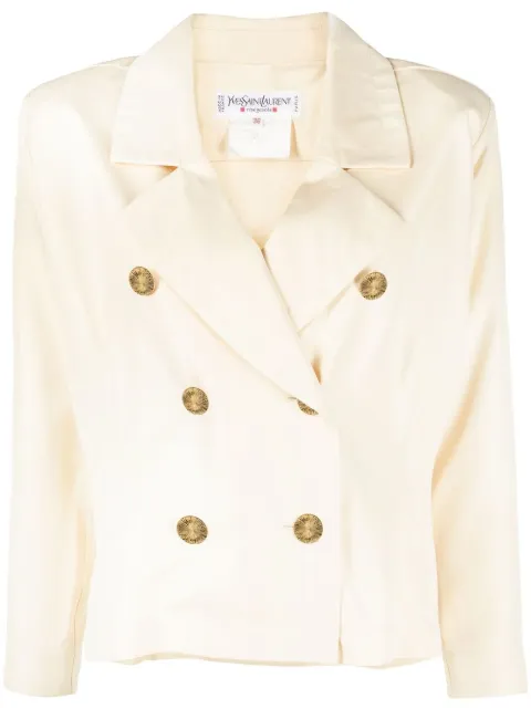 Saint Laurent Pre-Owned 1980s double-breasted cropped jacket Neutrals YVSA480NX