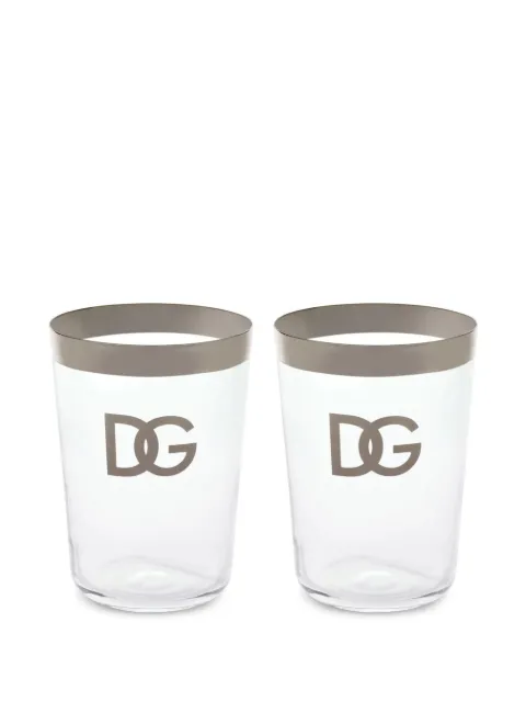 Dolce & Gabbana logo-print drinking glasses (set of 2) White TCBS03TCAGE