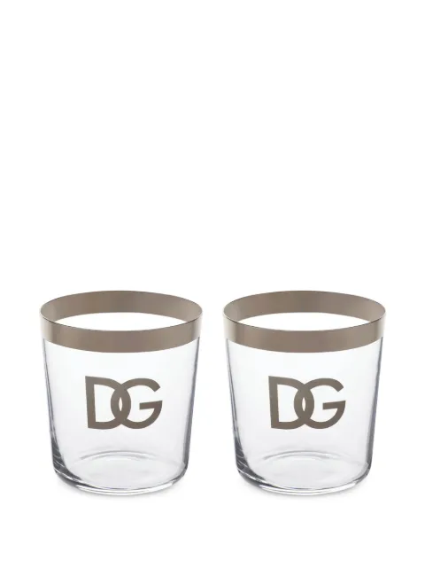 Dolce & Gabbana logo-print drinking glasses (set of 2) White TCBS02TCAGE