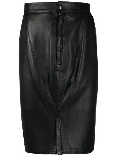 Alaïa Pre-Owned 1980s fitted leather skirt Black ALA480D