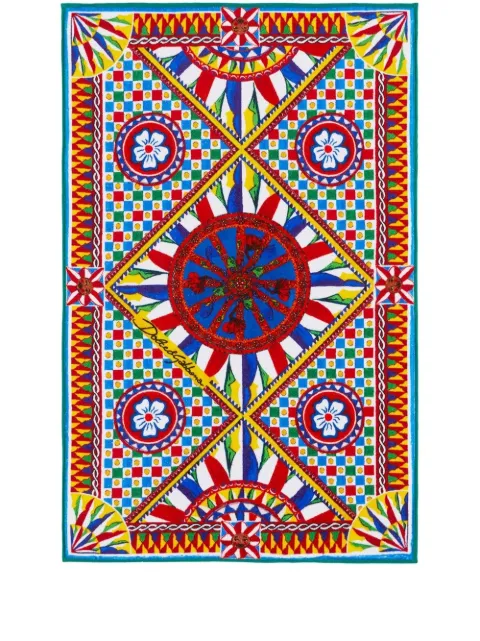 Dolce & Gabbana graphic-print terry cotton bath mat Yellow TCF006TCAAX