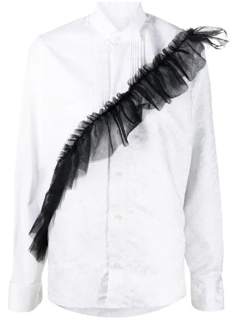 Viktor & Rolf tulle-detail long-sleeve tuxedo shirt White TS022