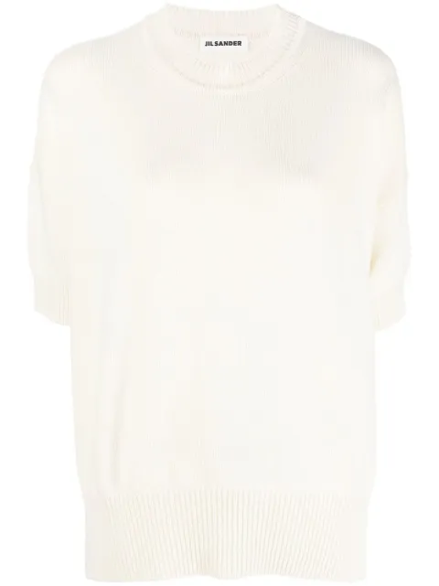 Jil Sander short-sleeve cashmere top Neutrals J02GP0014J13206