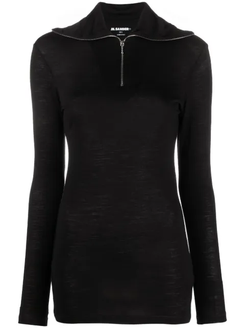 Jil Sander logo-print roll-neck knitted top Black J40GC0021J70021001