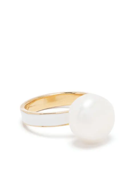 BEATRIZ PALACIOS White Moon pearl ring Gold A03MOON