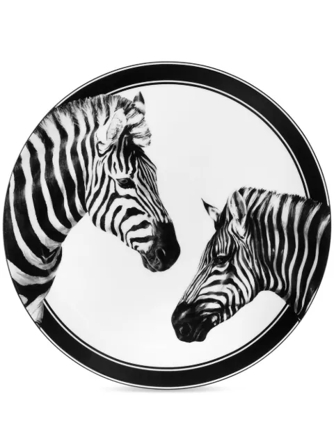 Dolce & Gabbana zebra-print porcelain charger plate (31cm) White TC0010TCA47