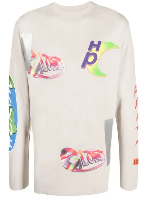 Heron Preston OS Global Collage long-sleeve T-shirt Neutrals HMAB022S22JER0010945