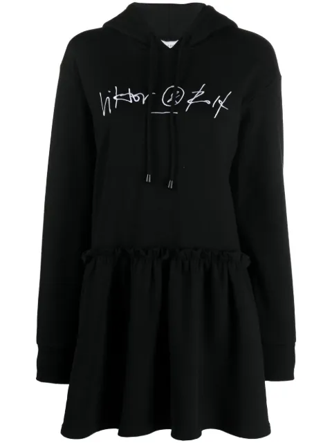 Viktor & Rolf logo-embroidered sweatshirt dress Black ED021