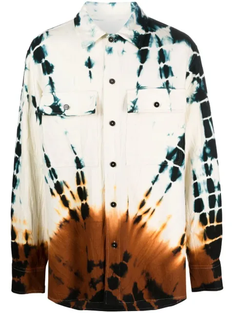 Jil Sander tie-dye chest pocket shirt Neutrals J47DL0002JTN018