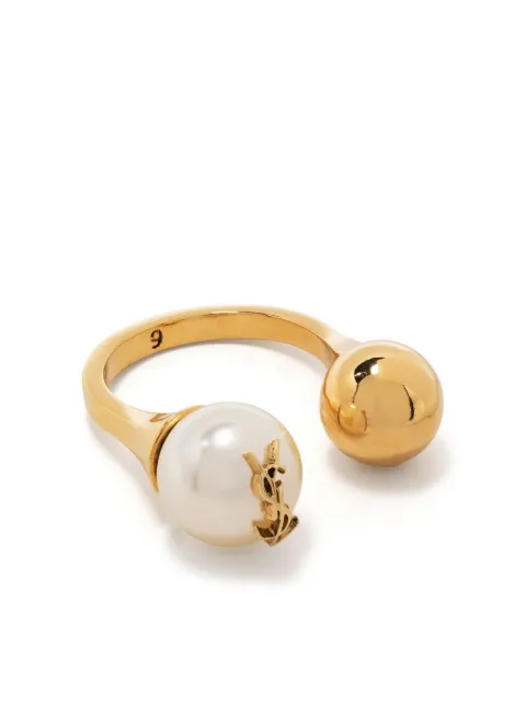 Saint Laurent Cassandre pearl ball ring Gold 698278Y1526