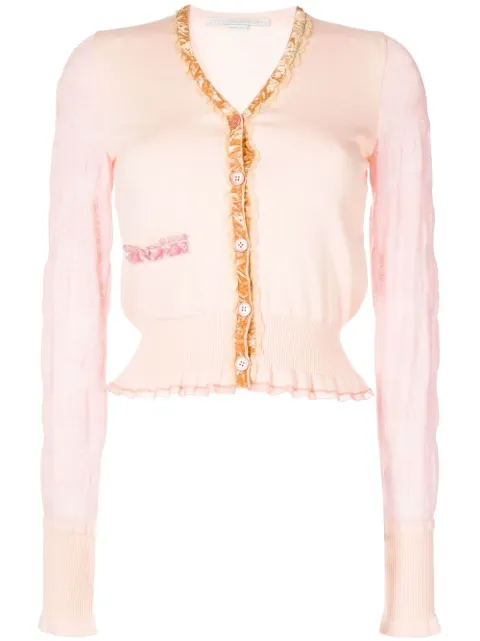 Stella McCartney velvet-trim wool cardigan Pink 604265S2297