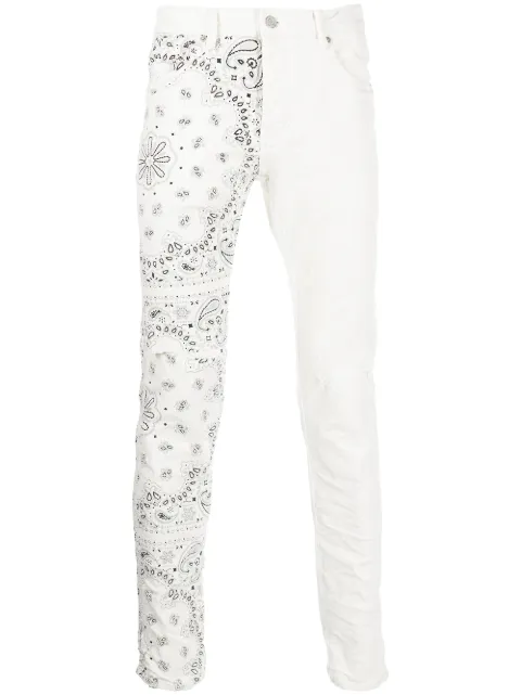 Purple Brand bandana-print skinny corduroy trousers White P001CBPE222