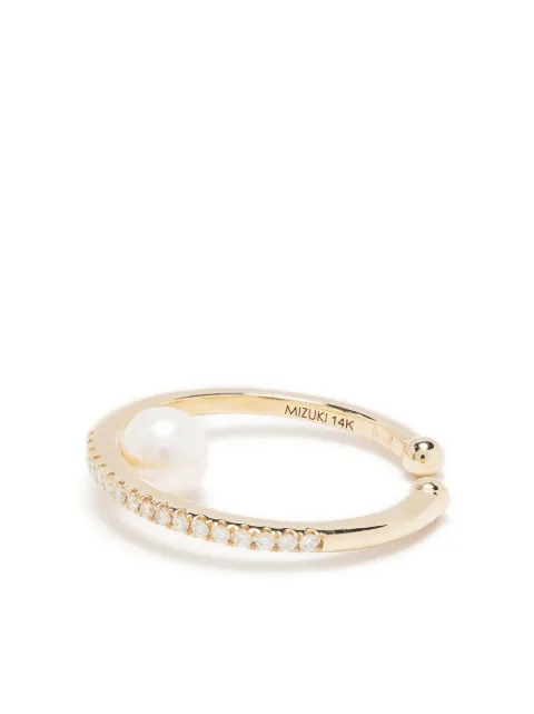 Mizuki 14kt yellow gold Sea of Beauty diamond and pearl ear cuff Gold SBE339