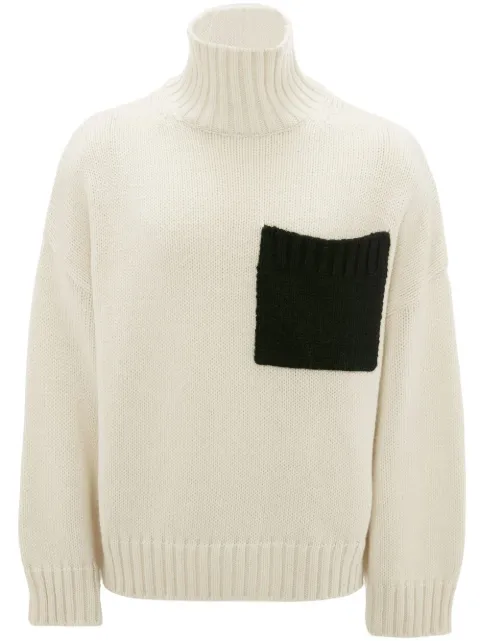 JW Anderson patch-pocket roll-neck jumper Neutrals KW0508YN0144022