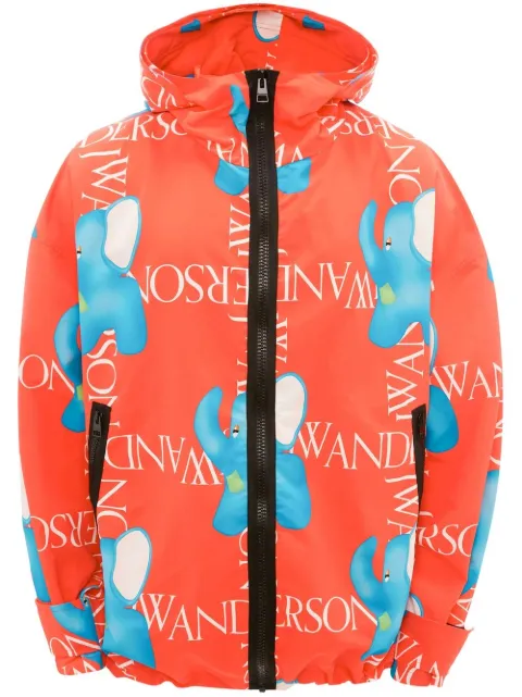 JW Anderson elephant-print oversized hooded jacket Red JK0200PG1015